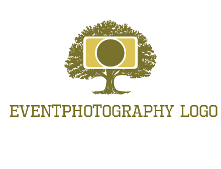rectangle camera and tree photography logo