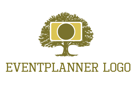 rectangle camera and tree photography logo