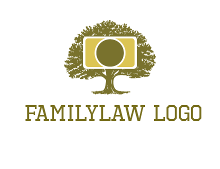 rectangle camera and tree photography logo
