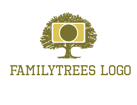 rectangle camera and tree photography logo