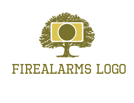 rectangle camera and tree photography logo
