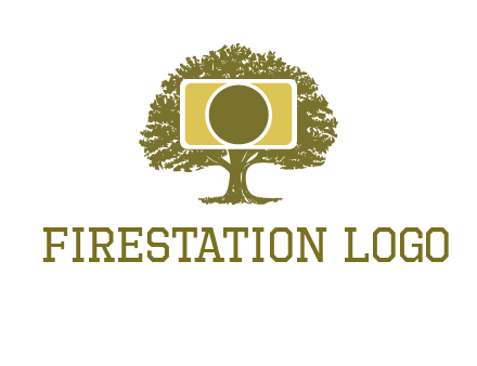 rectangle camera and tree photography logo
