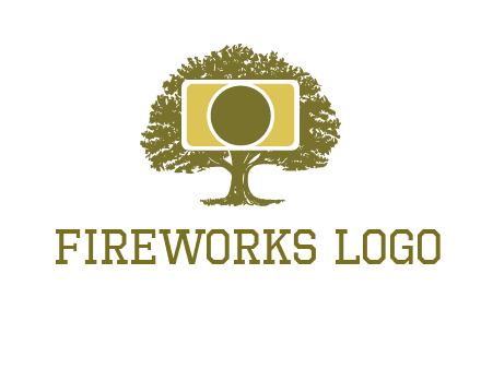 rectangle camera and tree photography logo