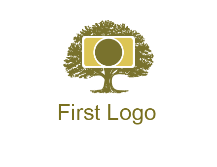 rectangle camera and tree photography logo