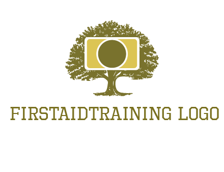 rectangle camera and tree photography logo