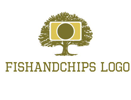 rectangle camera and tree photography logo