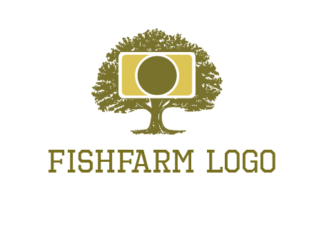 rectangle camera and tree photography logo
