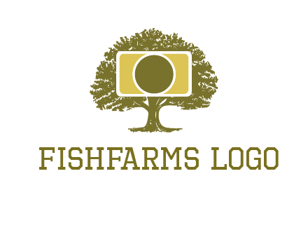 rectangle camera and tree photography logo