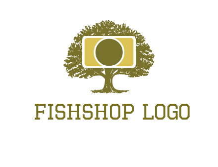 rectangle camera and tree photography logo