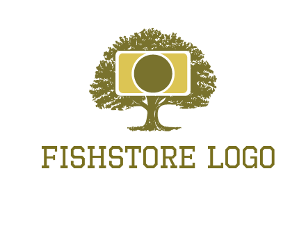 rectangle camera and tree photography logo