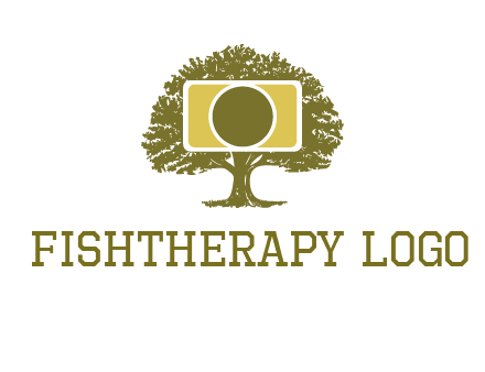 rectangle camera and tree photography logo