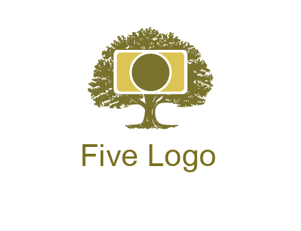 rectangle camera and tree photography logo