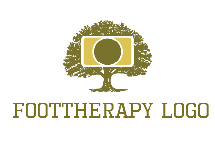 rectangle camera and tree photography logo