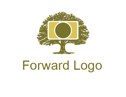 rectangle camera and tree photography logo