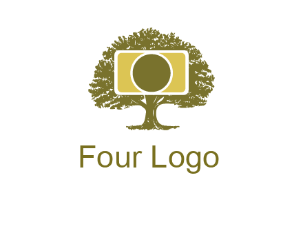 rectangle camera and tree photography logo