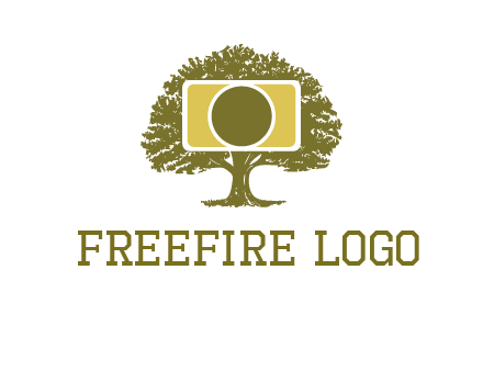 rectangle camera and tree photography logo