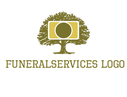 rectangle camera and tree photography logo