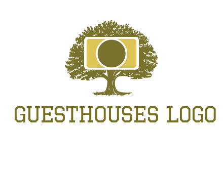 rectangle camera and tree photography logo