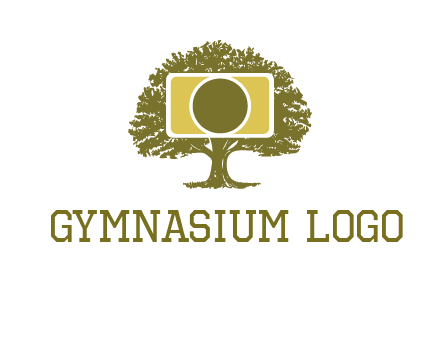 rectangle camera and tree photography logo