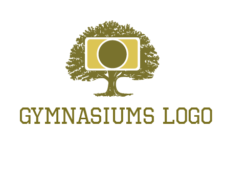rectangle camera and tree photography logo