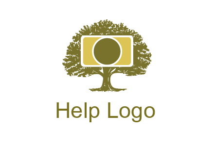 rectangle camera and tree photography logo