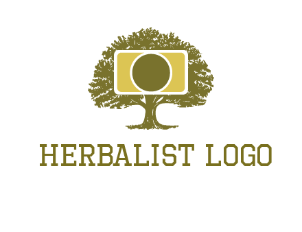 rectangle camera and tree photography logo