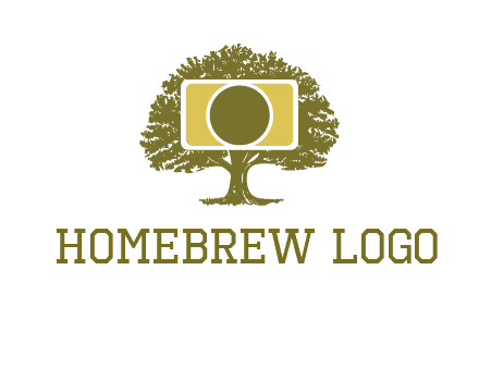 rectangle camera and tree photography logo