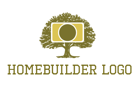 rectangle camera and tree photography logo