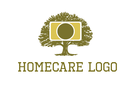 rectangle camera and tree photography logo