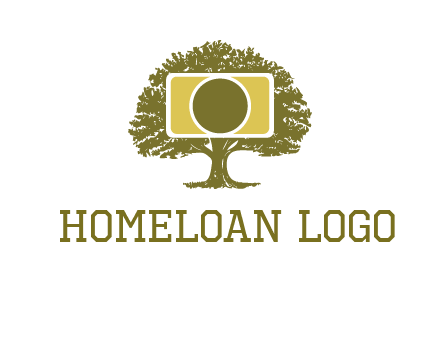 rectangle camera and tree photography logo