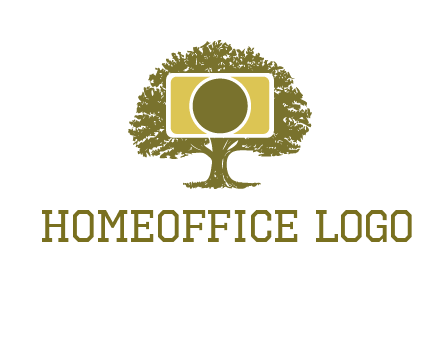 rectangle camera and tree photography logo