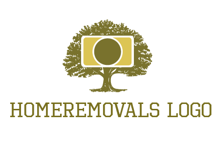 rectangle camera and tree photography logo