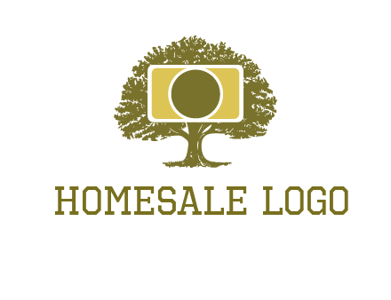 rectangle camera and tree photography logo