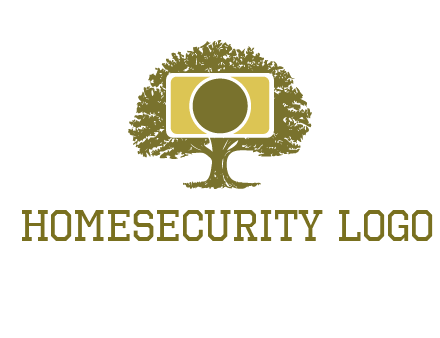 rectangle camera and tree photography logo