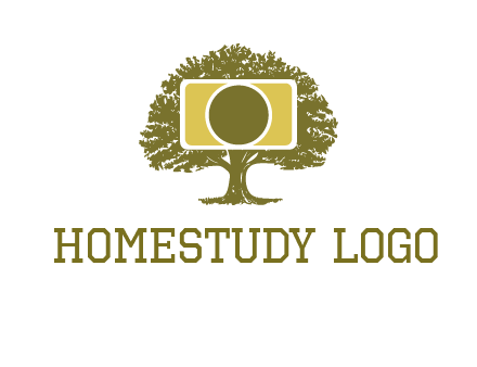 rectangle camera and tree photography logo