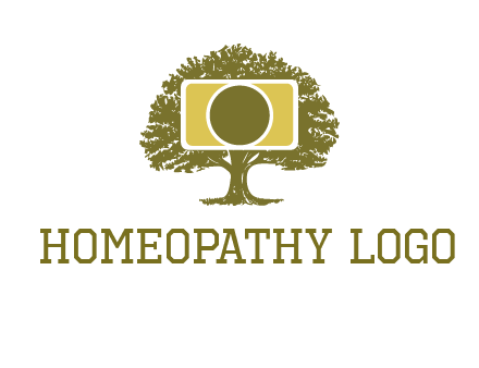 rectangle camera and tree photography logo