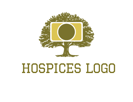 rectangle camera and tree photography logo