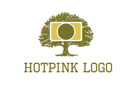 rectangle camera and tree photography logo
