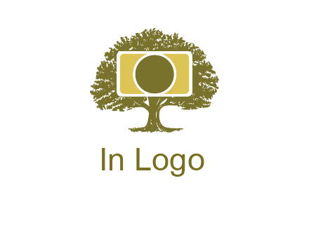 rectangle camera and tree photography logo