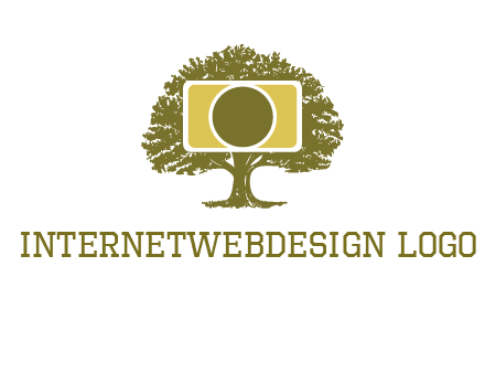 rectangle camera and tree photography logo