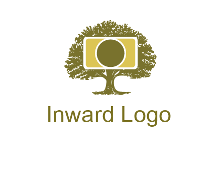 rectangle camera and tree photography logo
