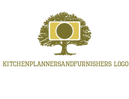 rectangle camera and tree photography logo