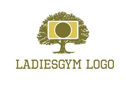 rectangle camera and tree photography logo