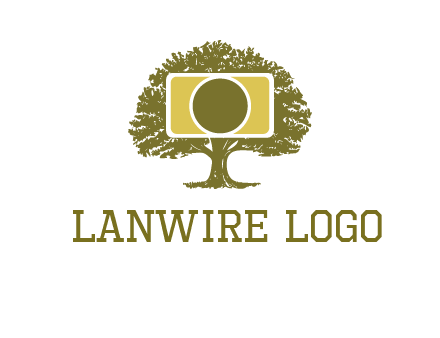 rectangle camera and tree photography logo