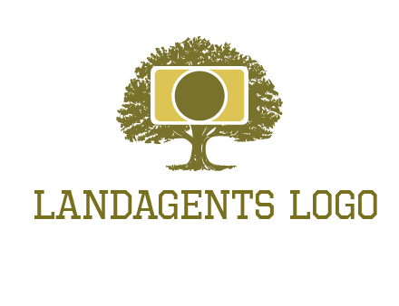 rectangle camera and tree photography logo