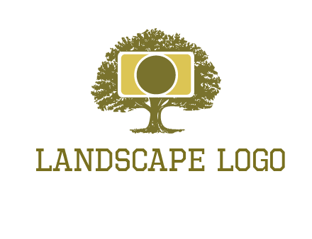 rectangle camera and tree photography logo