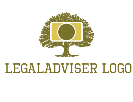 rectangle camera and tree photography logo