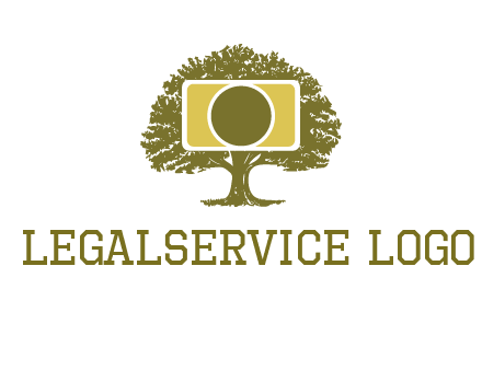 rectangle camera and tree photography logo