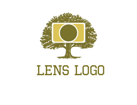 rectangle camera and tree photography logo