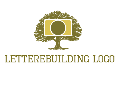 rectangle camera and tree photography logo